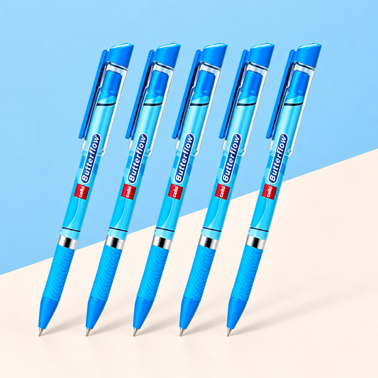 (5 Pcs.) Cello Butterflow Simply Ballpoint Pen – Blue