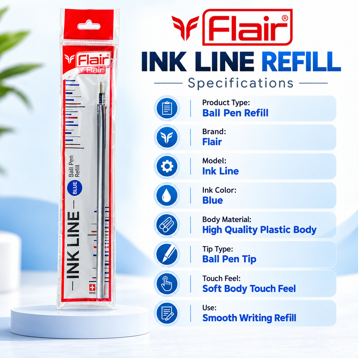 Flair Inkline Ball Pen Refill Blue - Image 1