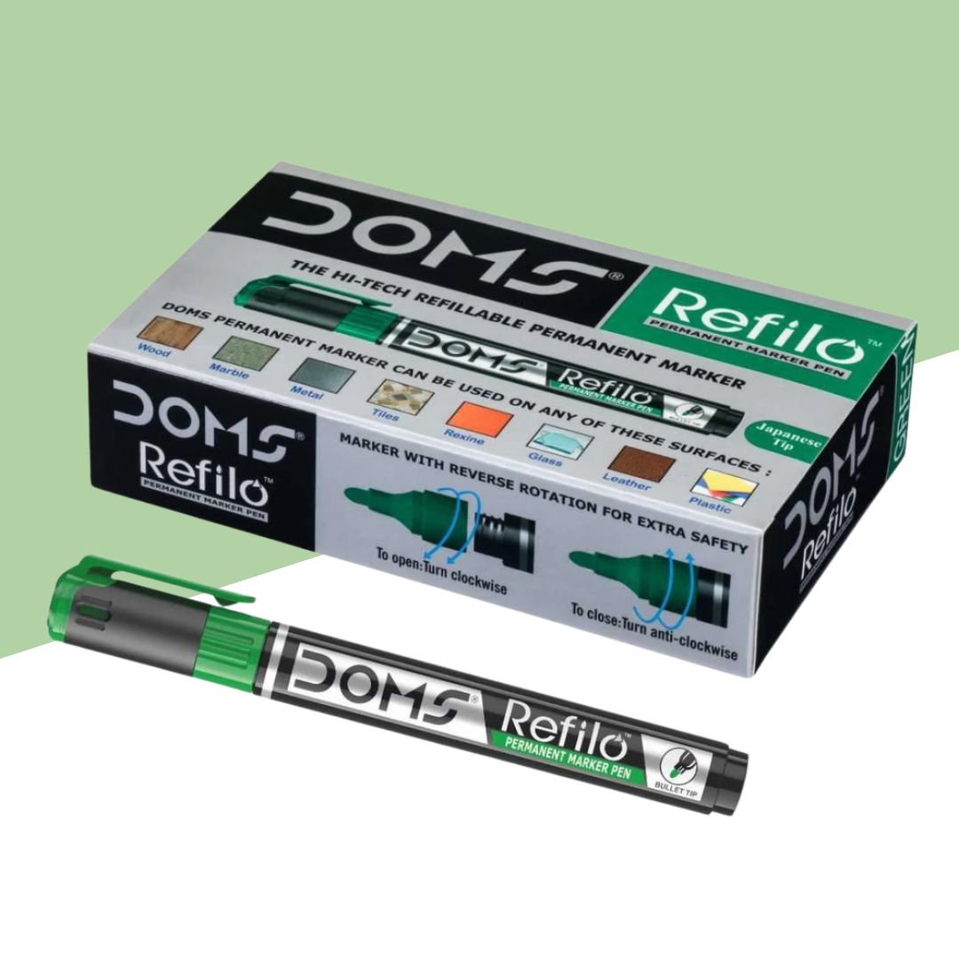 Doms Refilo Permanent Marker - Green ( Pack of 1 )