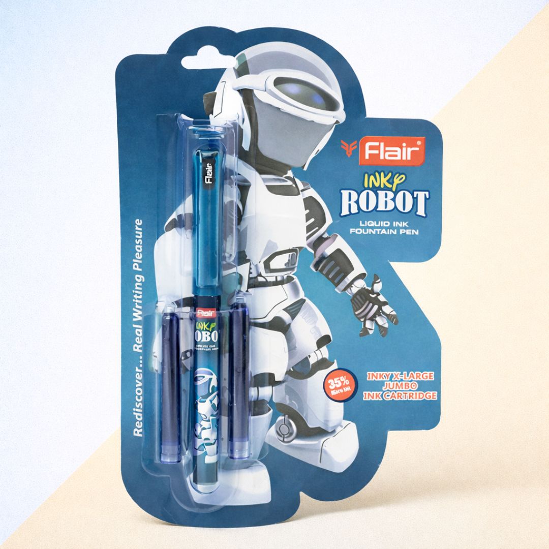 Flair Inky Robot Fountain Pen- Blue Ink (Pack of 1)