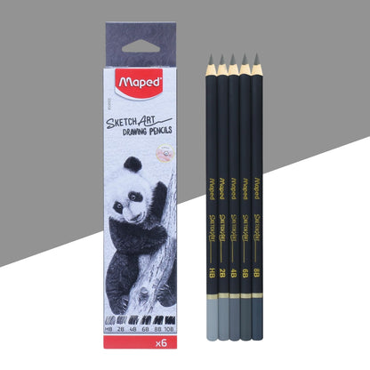 Maped Sketch Art Drawing Pencil -HB, 2B, 4B, 6B, 8B, 10B (Pack of 6 )