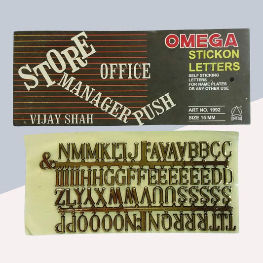 Omega 15mm Stickon Golden Adhesive Lettering ( Pack of 1 )