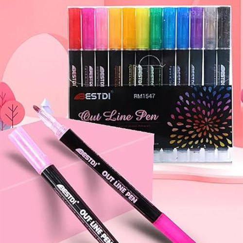 Outline Pen Pigment Ink – Waterproof, UV Resistant, Exceptional Coverage (Set Of 12)