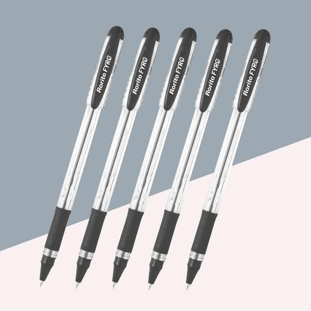 Rorito Fyro Ball Pen  – Black: A Symphony of Precision and Comfort ( Pack of 5 ) - Topperskit LLP