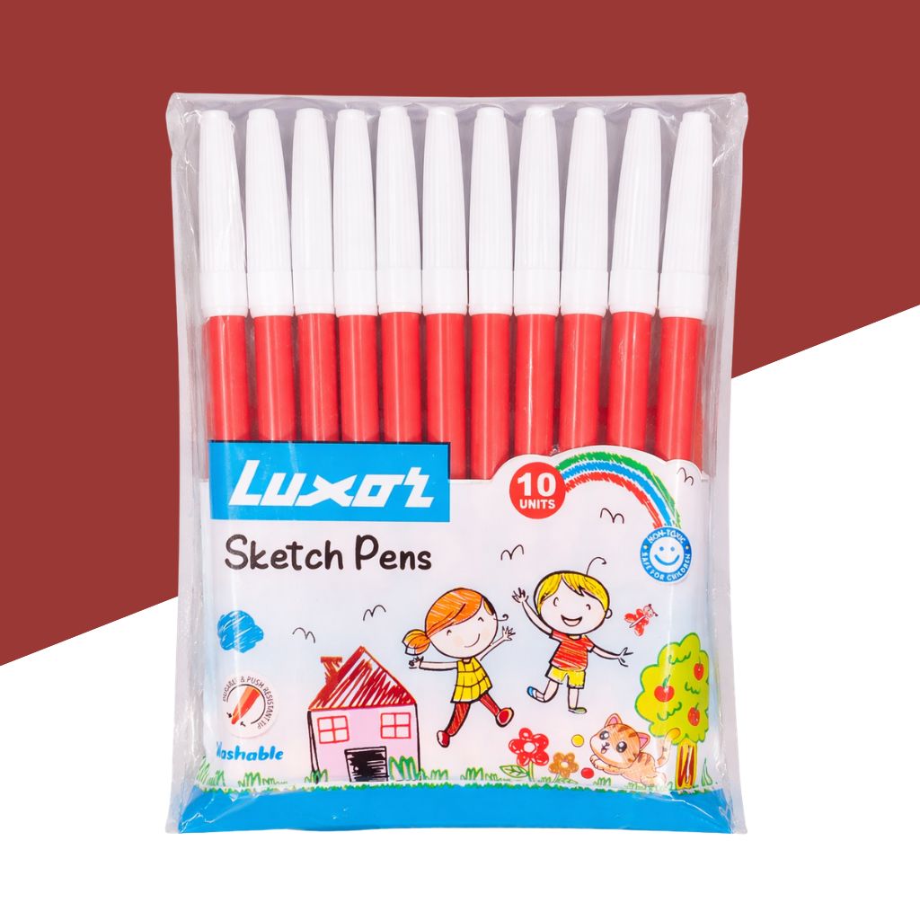 Luxor Sketch Pens - Red ( Set of 10 )