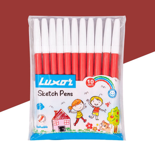 Luxor Sketch Pens - Red ( Set of 10 )