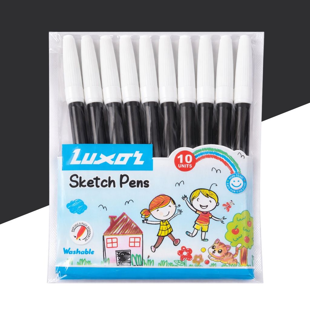 Luxor Sketch Pens - Black ( Set Of 10 )