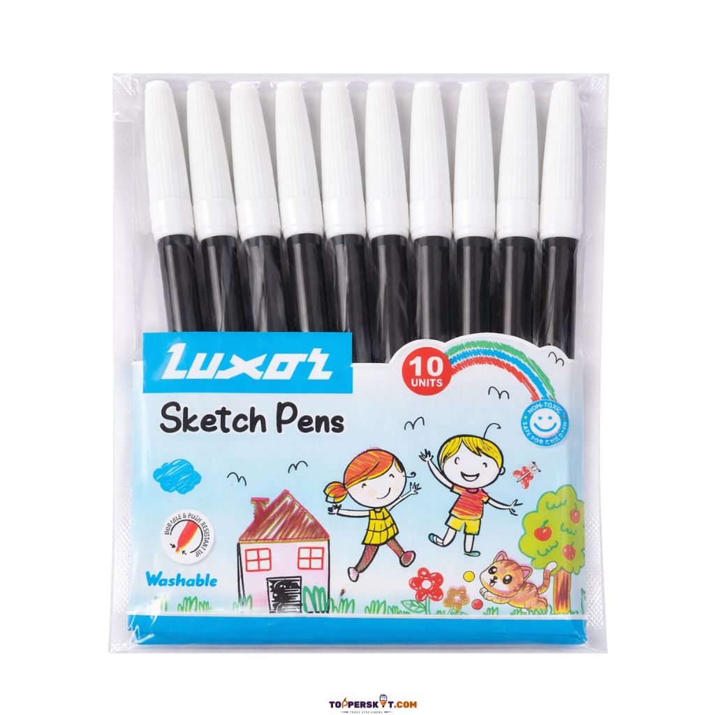 Luxor Sketch Pens - Black ( Set Of 10 )