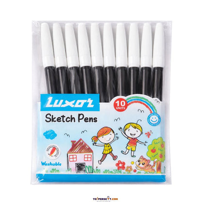Luxor Sketch Pens - Black ( Set Of 10 )