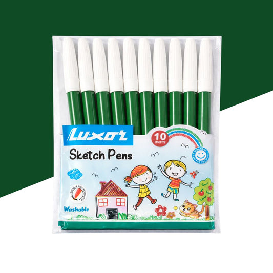 Luxor Sketch Pens - Green ( Set Of 10 )