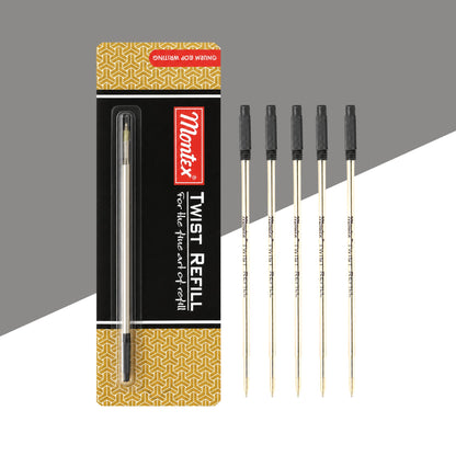(5 Pcs.) Montex Twist Steel Ball Pen Refill - Black