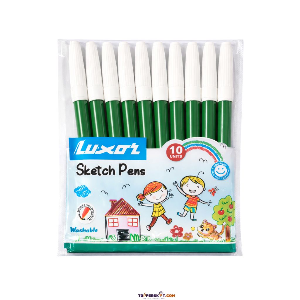 Luxor Sketch Pens - Green ( Set Of 10 )
