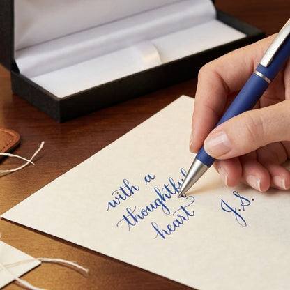 Premium Matte Blue Metal Ballpoint Pen with Click Mechanism & Premium box - Blue Ink (Pack Of 1)