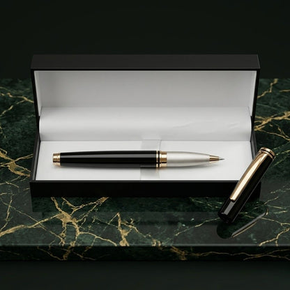 Luxury Black & Gold Metal Rollerball Pen with Magnetic Cap & Premium Box- Blue Ink (Pack Of 1)