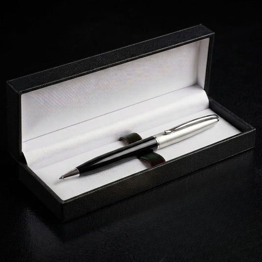 Premium Black & Silver Metal Ballpoint Pen With Premium Box- Blue Ink (Pack Of 1)