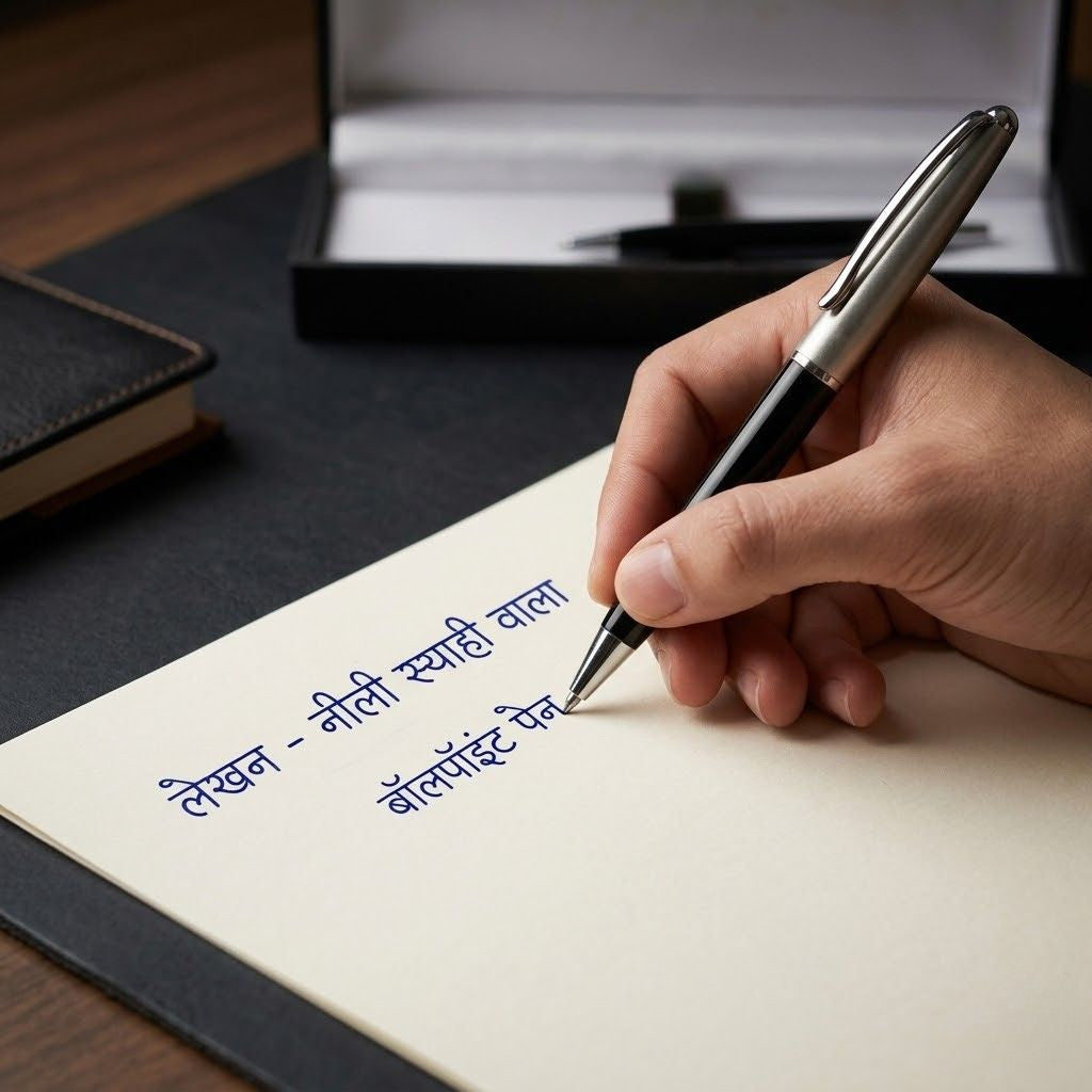 Premium Black & Silver Metal Ballpoint Pen With Premium Box- Blue Ink (Pack Of 1)