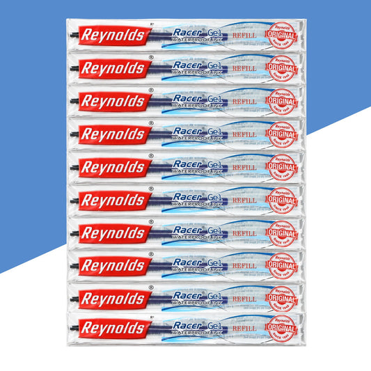 (10 Pcs.) Reynolds Racer Gel Waterproof Ink Refill - Blue