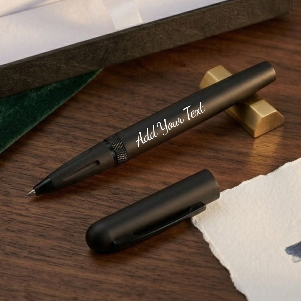 Premium Matte Black Metal Rollerball Pen with Magnetic Cap With Premium Gift Box - Blue Ink