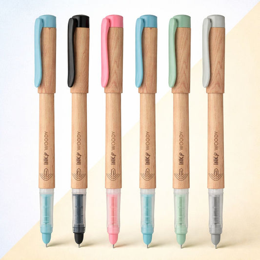 Flair Inky Woody Fountain Pen- Blue Ink (Pack of 1)