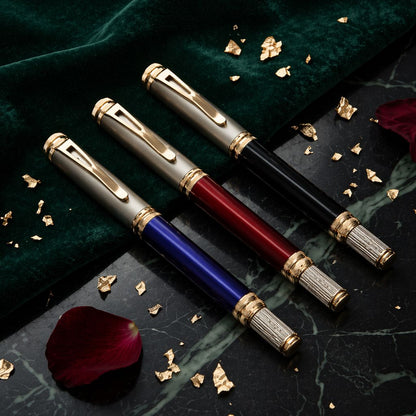 Luxury Metal Rollerball Pen Premium Gold Accents with Premium Gift Box Smooth Blue Ink (Pack of 1)