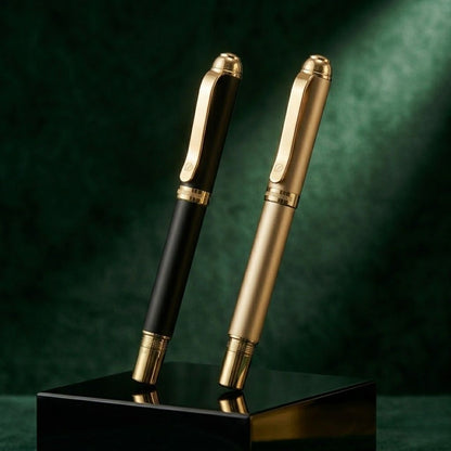 Premium Black & Gold Metal Rollerball Pen with Premium Gift Box Smooth Blue Ink (Pack of 1)