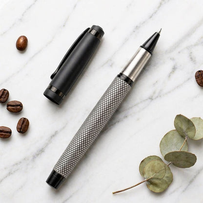 Premium Black & Silver Metal Rollerball with Premium Gift Box Smooth Blue Ink (Pack of 1)