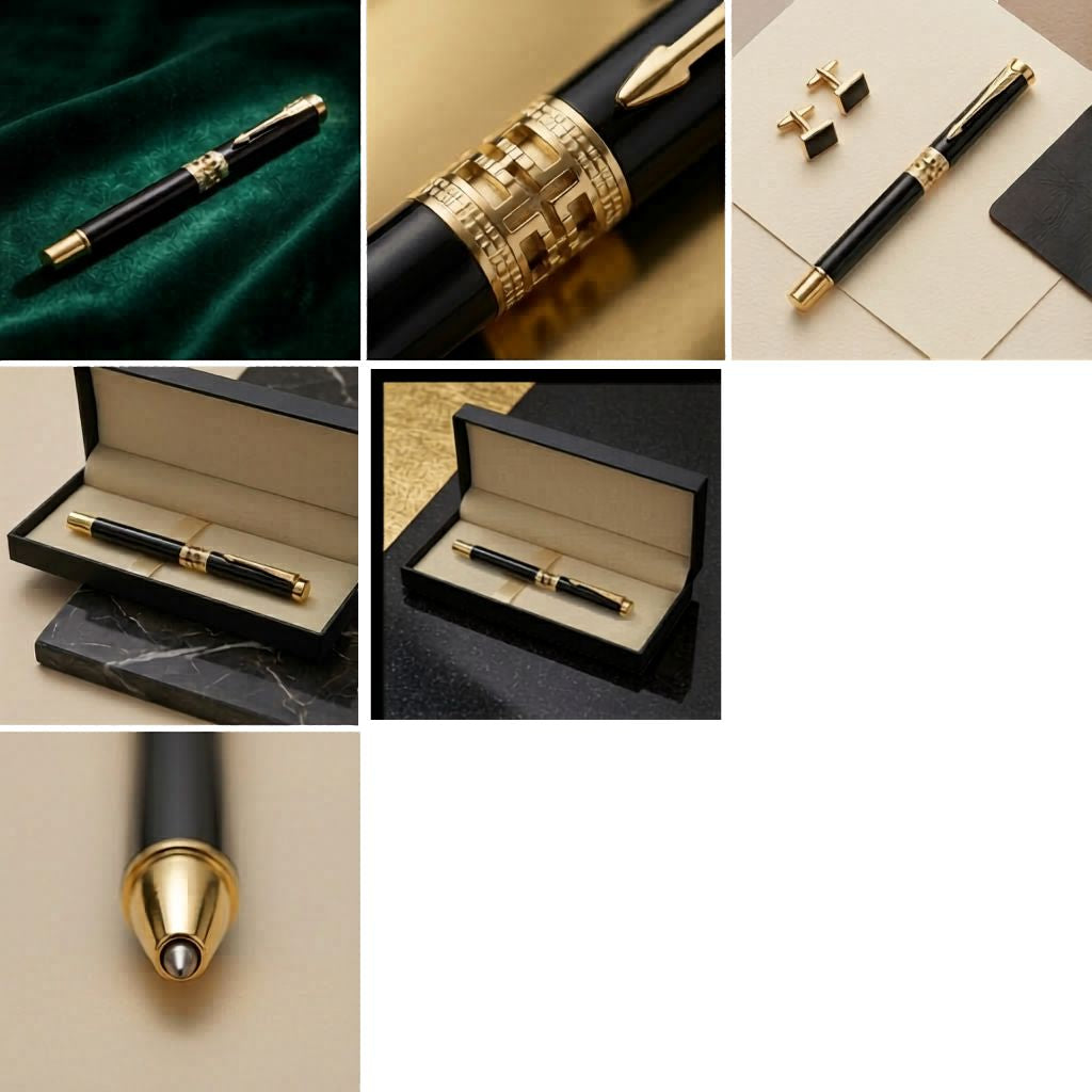 Regal Executive Rollerball Pen | Premium Black & Gold Metal Rollerball Pen with Premium Gift Box - Blue (Pack of 1)