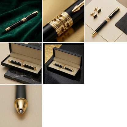 Regal Executive Rollerball Pen | Premium Black & Gold Metal Rollerball Pen with Premium Gift Box - Blue (Pack of 1)