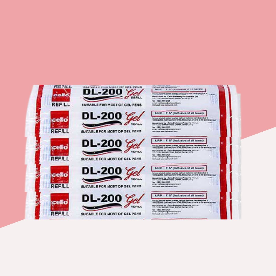 Cello DL-200 Gel Refill - Red : for Smooth and Precise Writing ( Set of 5 ) - Topperskit LLP