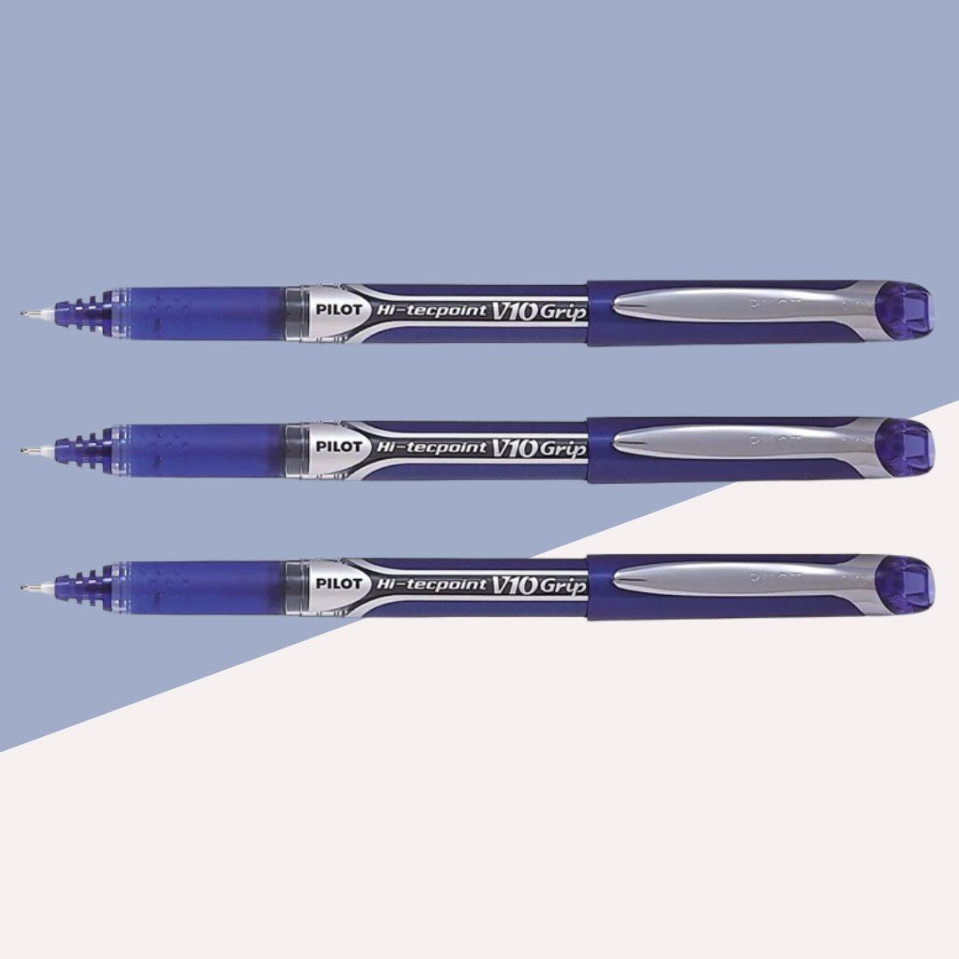 Pilot Hi-TecPoint V10 Grip Pen in Blue – Effortlessly Smooth Writing With Innovative Design ( Pack of 1 ) - Topperskit LLP