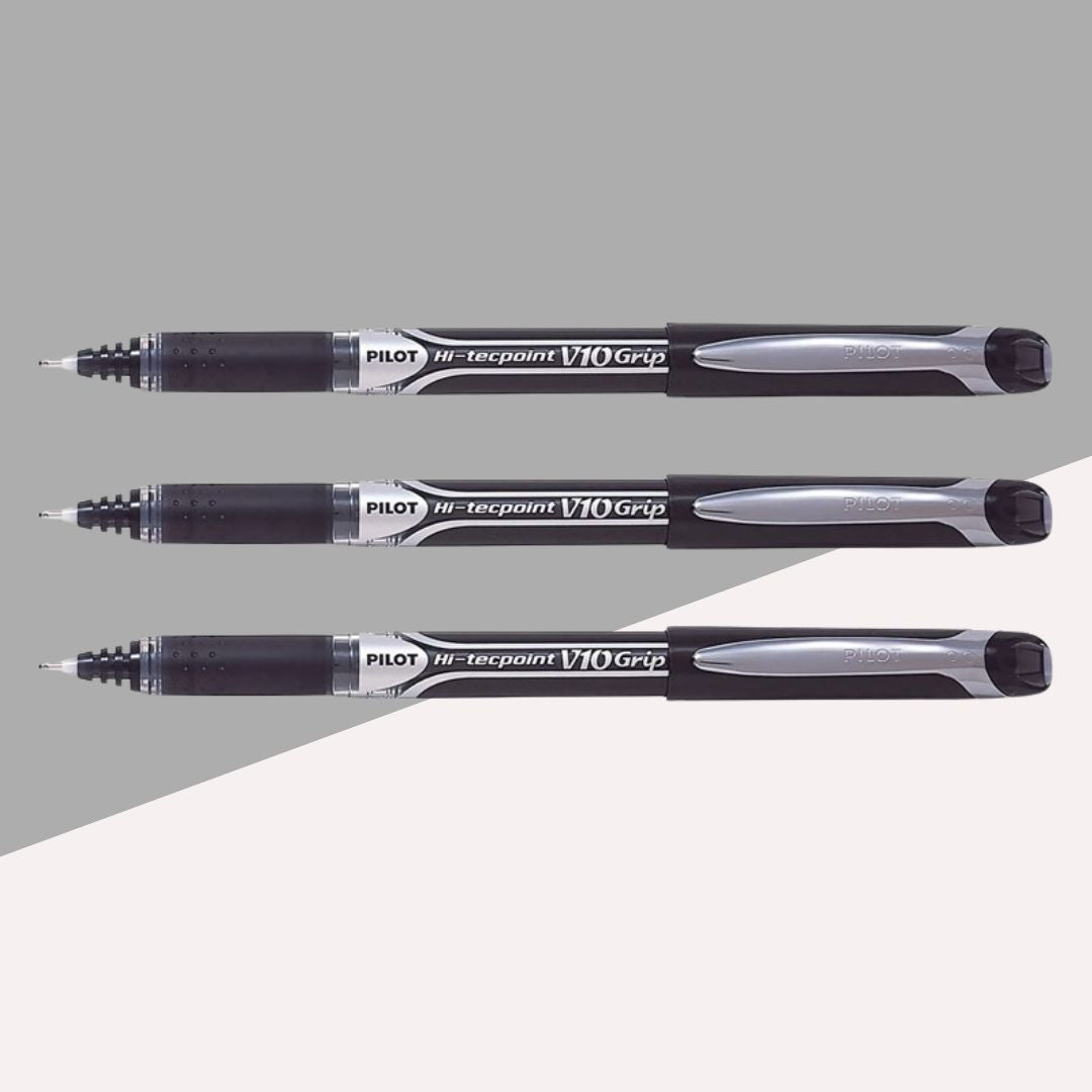 Pilot Hi-TecPoint V10 Grip Pen in Black – Effortlessly Smooth Writing With Innovative Design ( Pack of 1 ) - Topperskit LLP