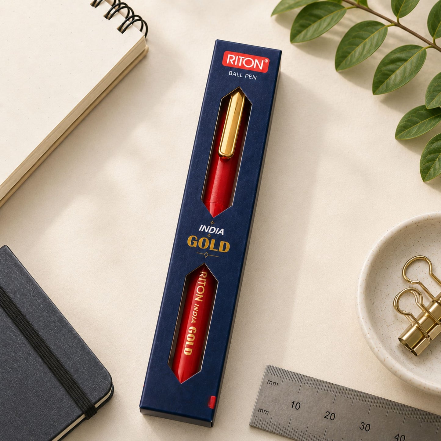 Riton India Gold Ballpoint Pen - Red (Pack Of 1)