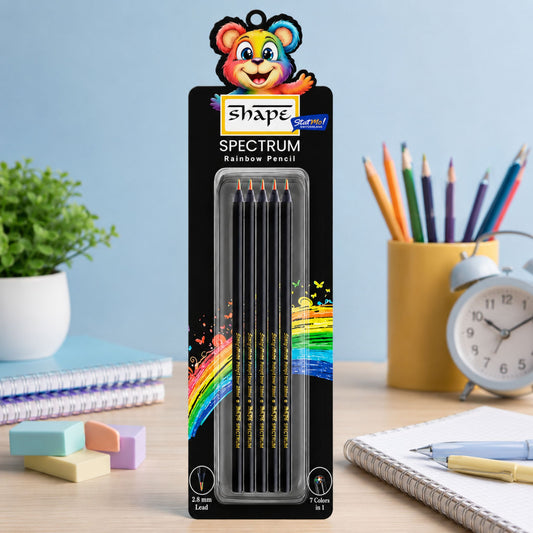 Shape Spectrum Multicolor Wooden Rainbow Pencil (Pack of 5)