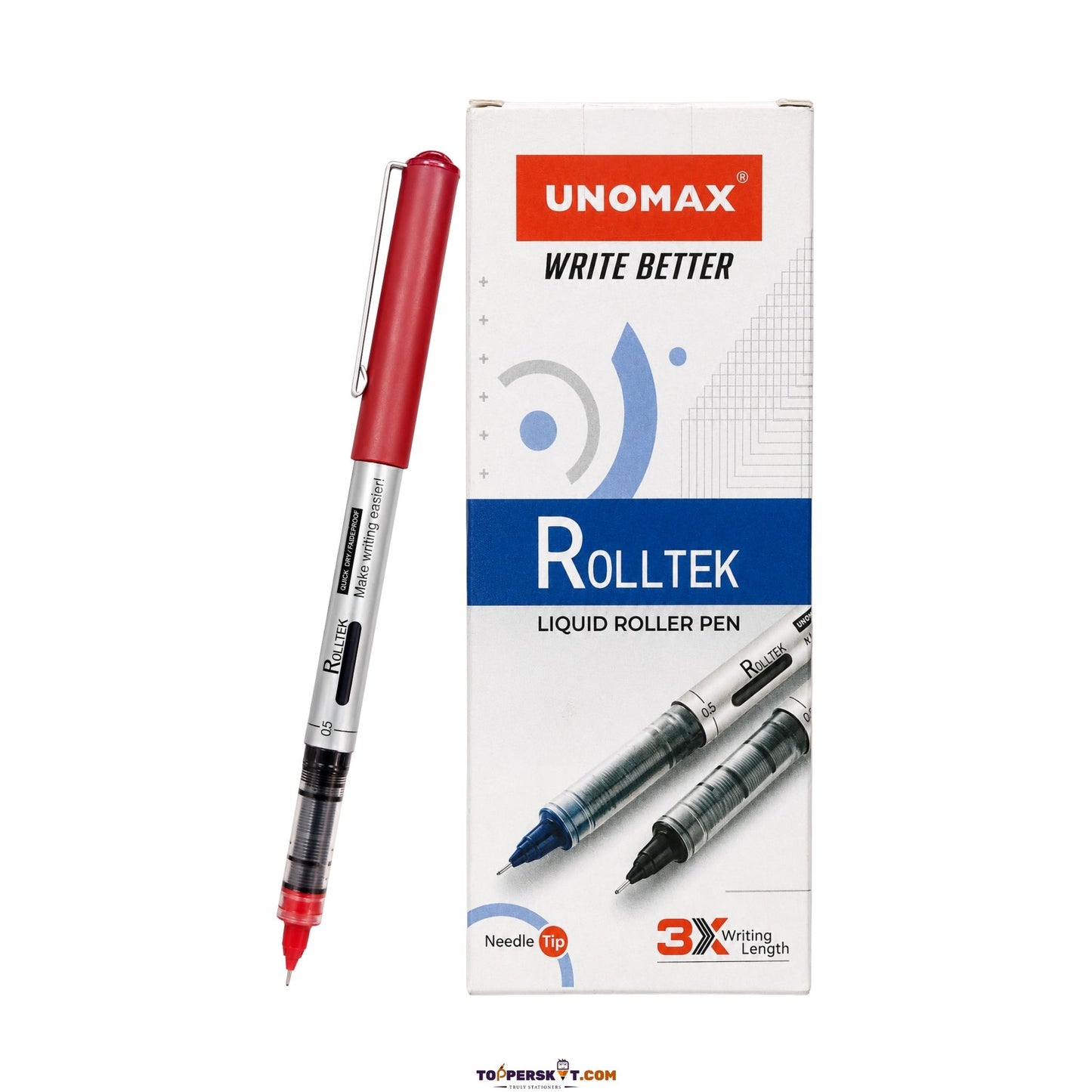 Unomax Rolltek Liquid Roller Pen - Red (Pack Of 1)