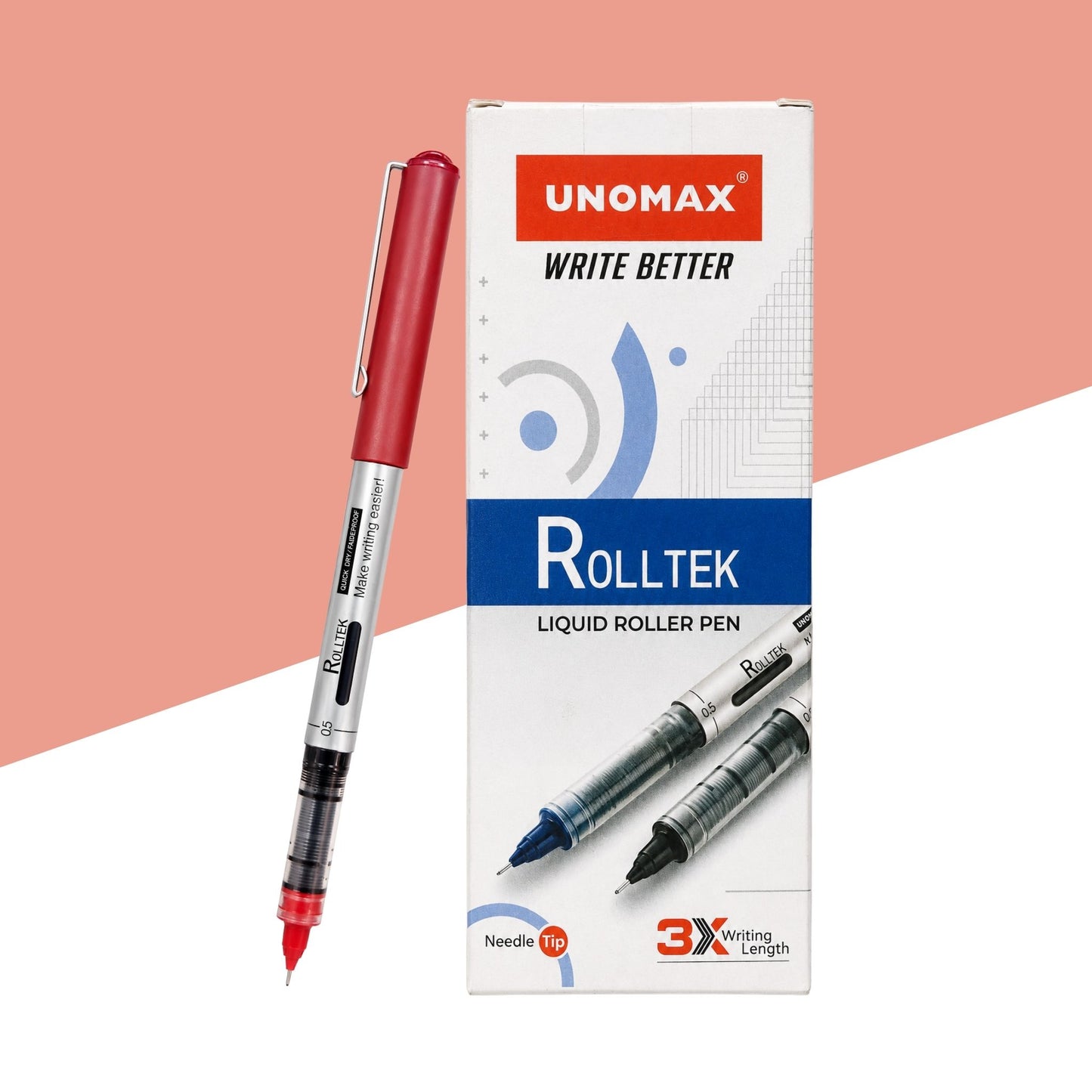 Unomax Rolltek Liquid Roller Pen - Red (Pack Of 1)