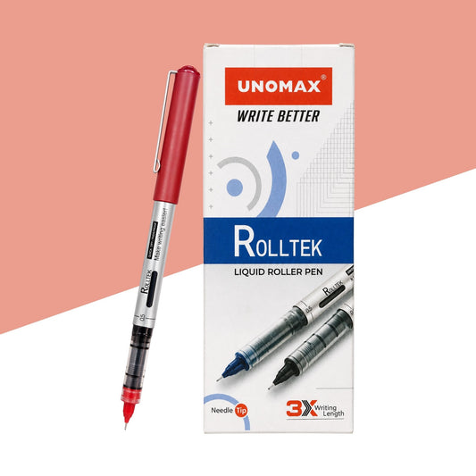 Unomax Rolltek Liquid Roller Pen - Red (Pack Of 1)