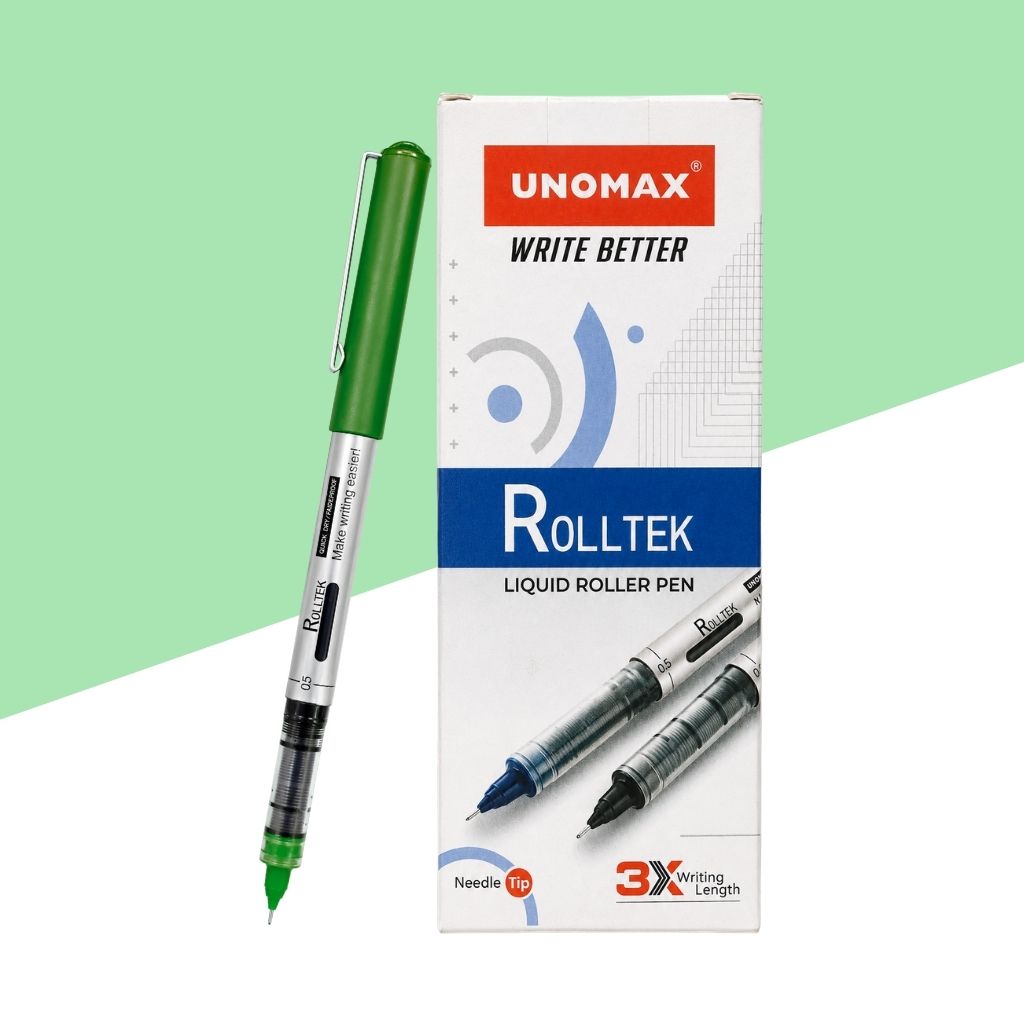 Unomax Rolltek Liquid Roller Pen - Green (Pack Of 1)