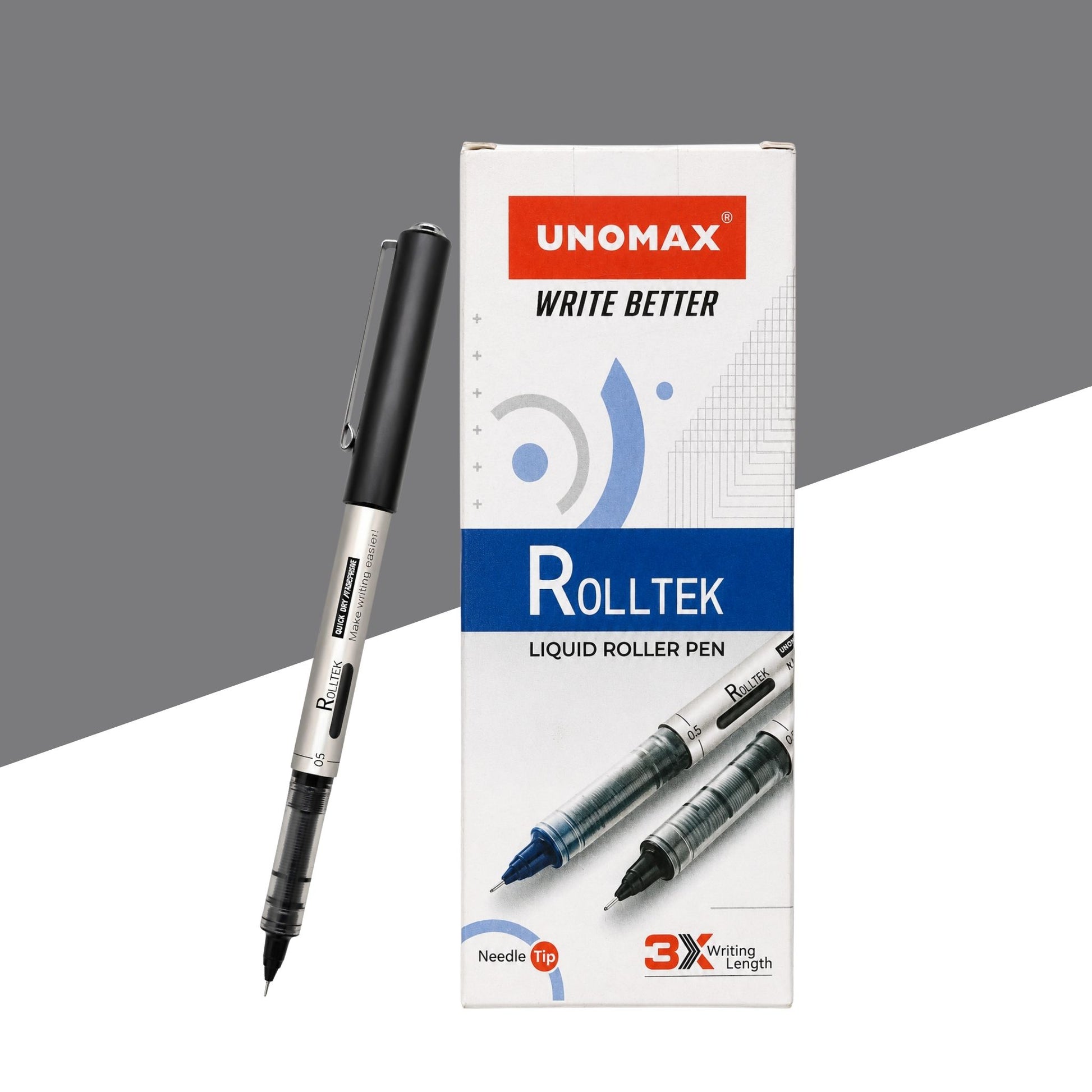 Unomax Rolltek Liquid Roller Pen Black - Side View
