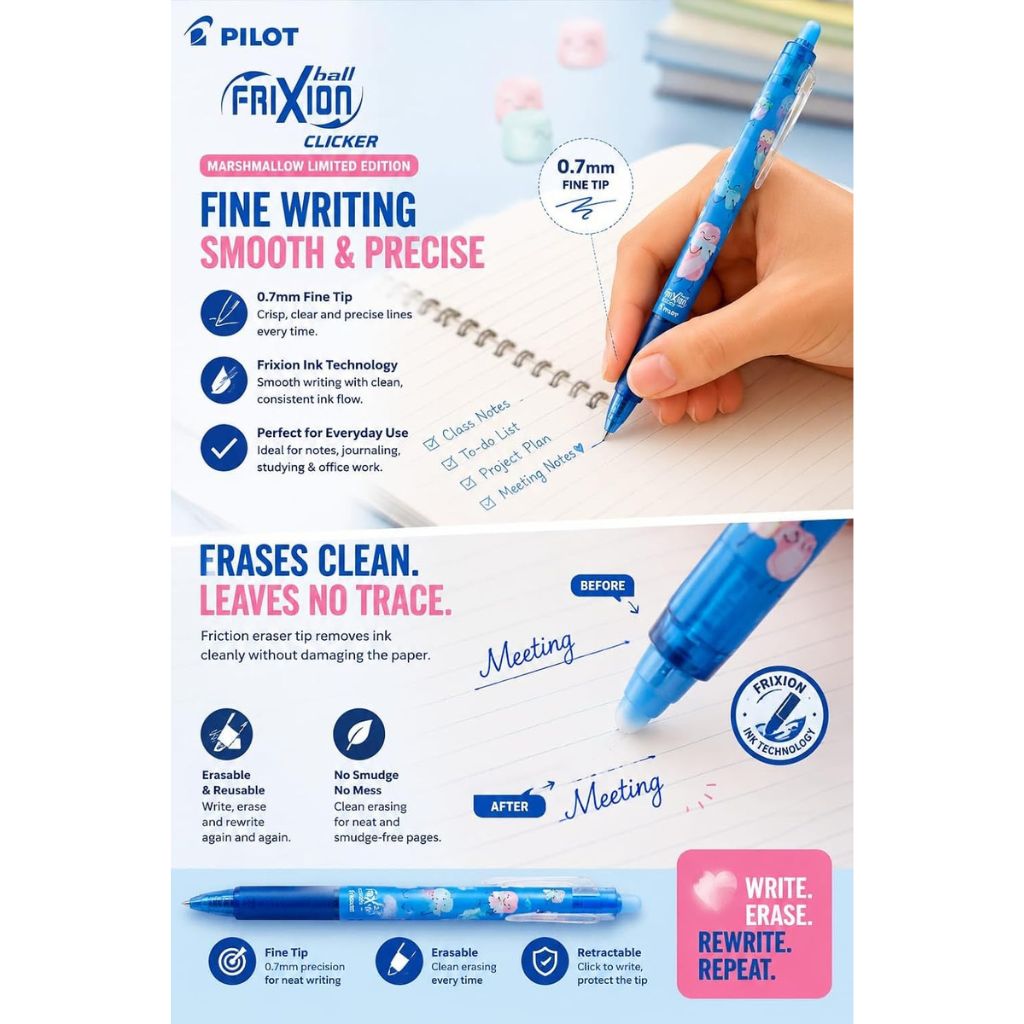 Frixon Clicker Limited Edition Erasable Pen Blue - Image 4