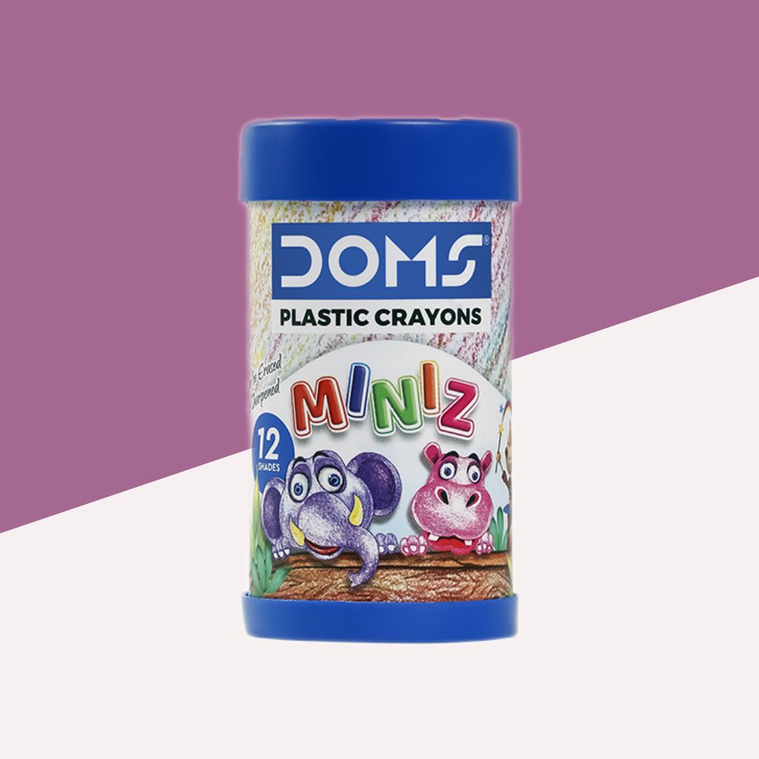 Doms Miniz Plastic Crayons: Vibrant Shades for Creative Kids ( Pack Of 12 ) - Topperskit LLP