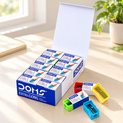 (20 Psc.) Doms Extra Long Multicoloured Pencil Sharpener - Big