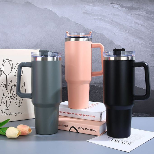 Stainless Steel Tumbler with Handle & Straw - 1200ml Water Bottle (Pack of 1)